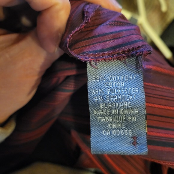 Addition Elle Burgundy Vertical Striped Button Down Blouse Size 14 - Picture 11 of 11
